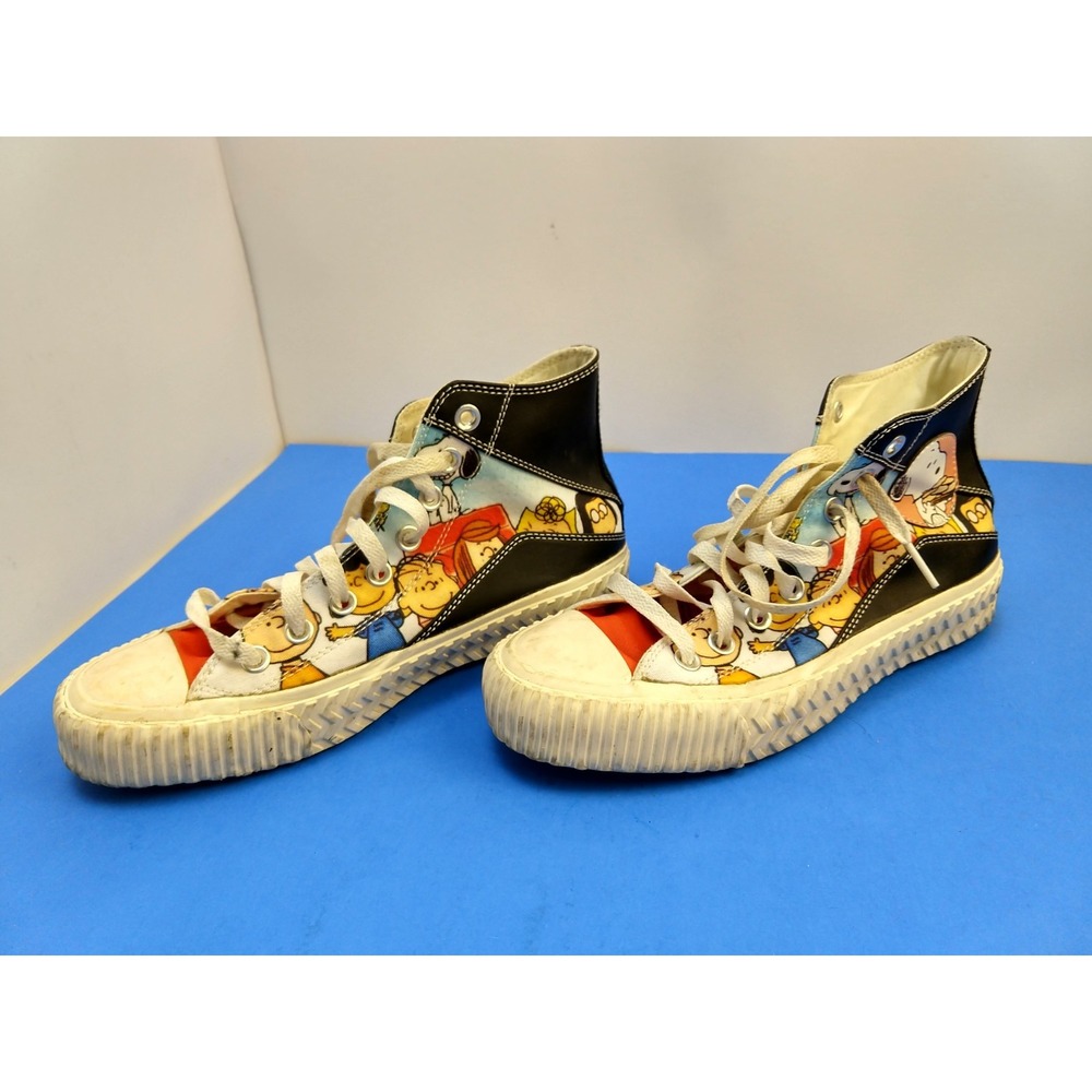 Peanuts Snoopy Charlie Brown High Top Sneakers Womens 9.5 Brown Multi y2k